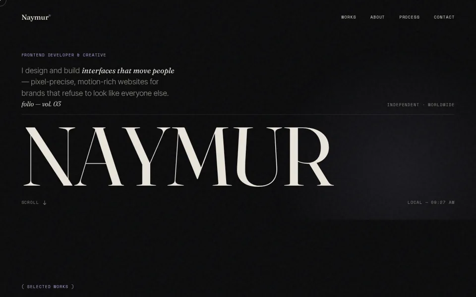 Still from Awwwards-style creative portfolio