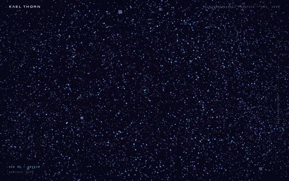 Still from Kael Thorn: scroll-driven dimension journey