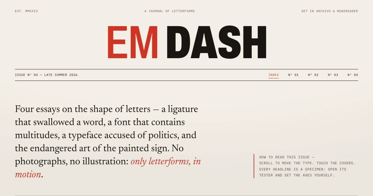Still from EM DASH: kinetic typography journal