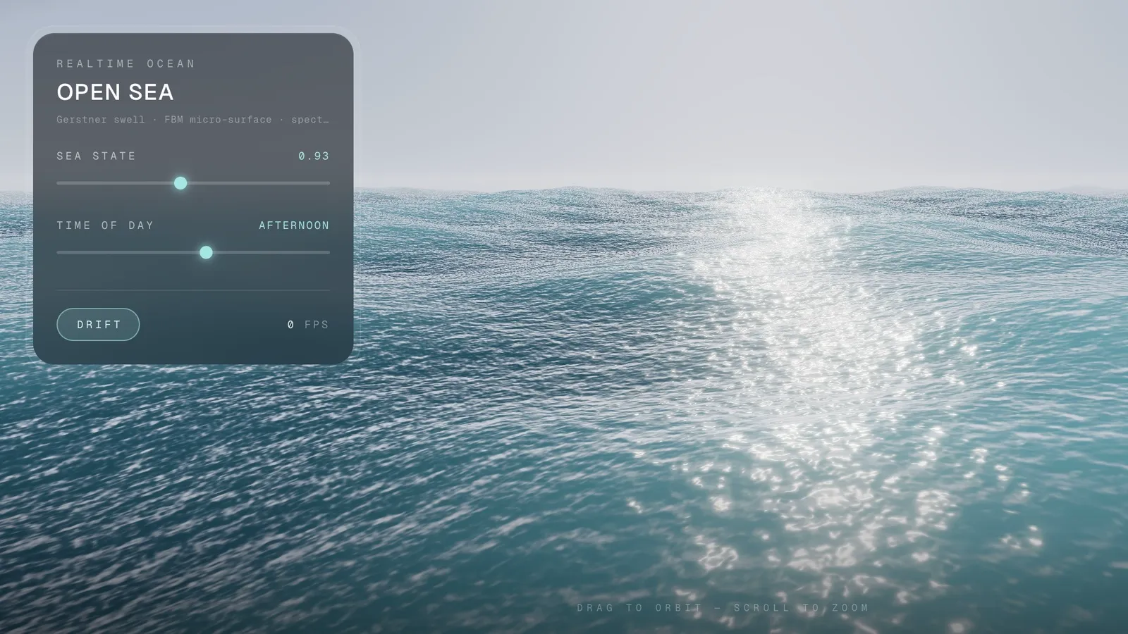 Still from Open Sea — realtime WebGPU ocean